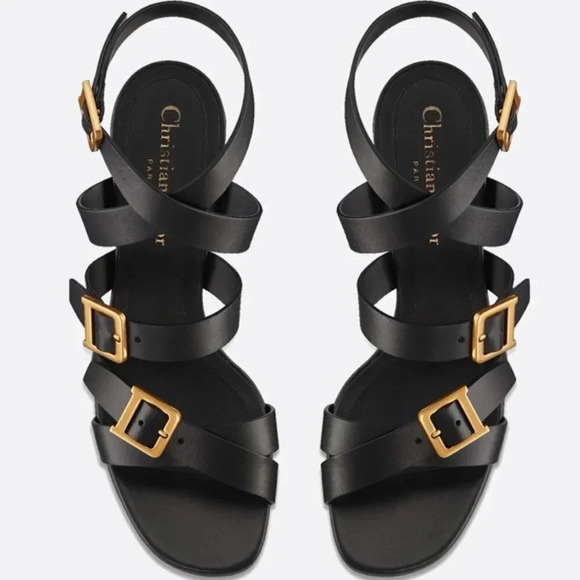 Christian Dior Double D Black Heeled Sandal Sz 37 - Picture 1 of 11